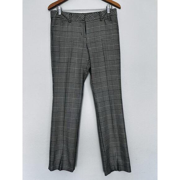 Express Editor Edition Pants Sz 6 Black /White Plaid Slight Boot Cut Office Work - Picture 1 of 10